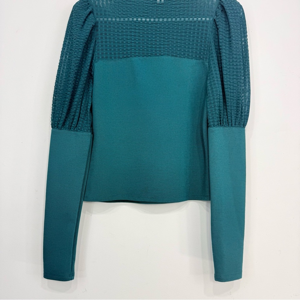 Maeve Teal Textured Puff Sleeve Top - Picture 10 of 16